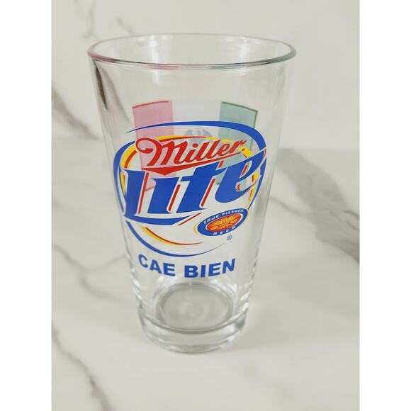 Miller Lite Mexico Flag Pilsner Pint Beer Clear Glass 16oz Drinkware 5 1/2" x2 - Picture 3 of 13